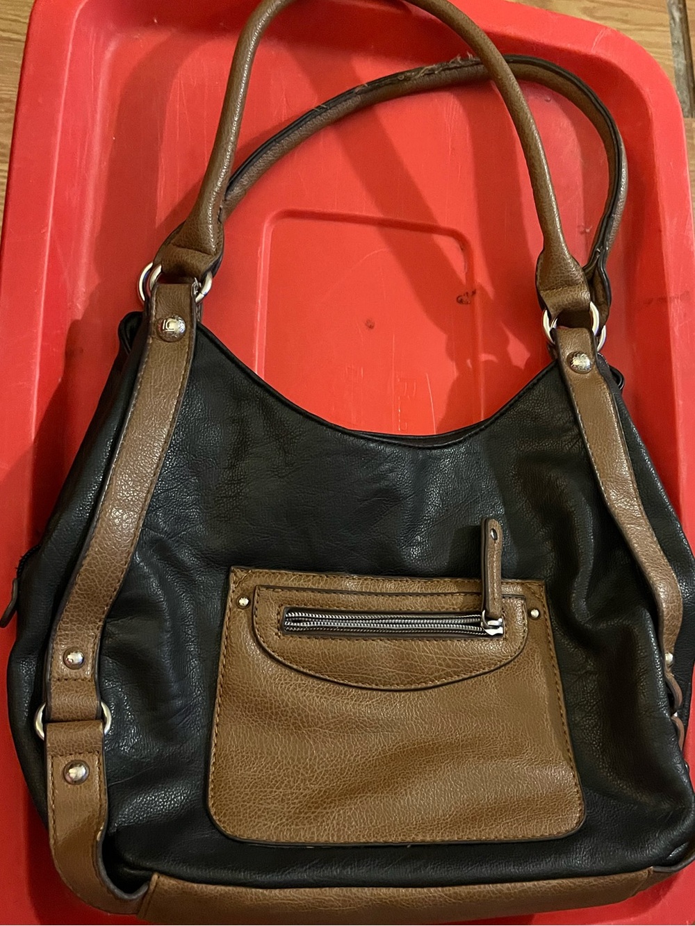 Liz Claiborne Two-Tone Floral Lined Hobo Bag